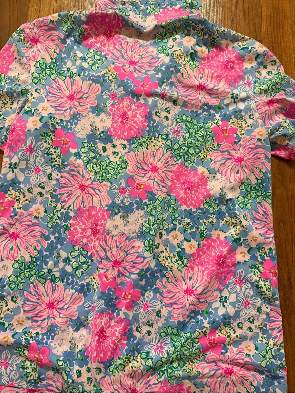 This Lilly Pulitzer pajama knit button-up top a vibrant 